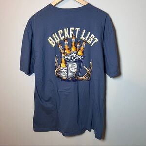 Busch Light Beer Bucket List T-Shirt Men’s XL Indigo Blue Big Bucks Good Times